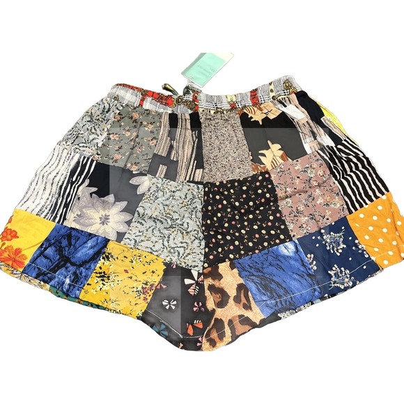 (3) Vintage Aesthetic Patchwork Shorts Festival Wear Hippie Music Bohemian Sz Lg - Picture 9 of 13